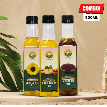 Groundnut + Sunflower + Mustard Oil | COMBO | 500ml Each