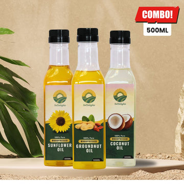 Groundnut + Sunflower + Coconut Oil | COMBO | 500ml Each