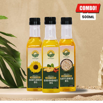 Groundnut + Sunflower + Safflower Oil | COMBO | 500ml Each
