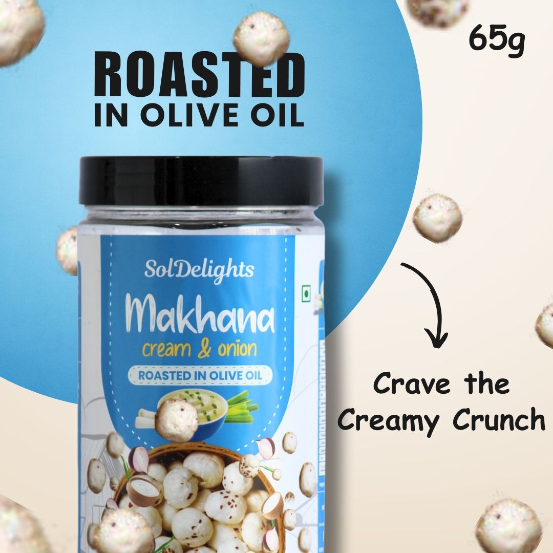 Makhana Cream & Onion | Roasted In Olive Oil | 65g