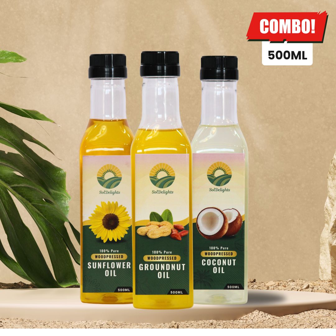 Groundnut + Sunflower + Coconut Oil | COMBO | 500ml Each