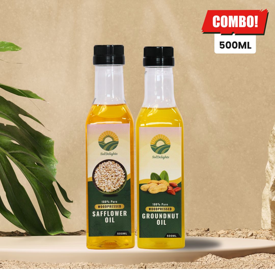 Groundnut+ Safflower | Woodpressed Oils 500ml COMBO
