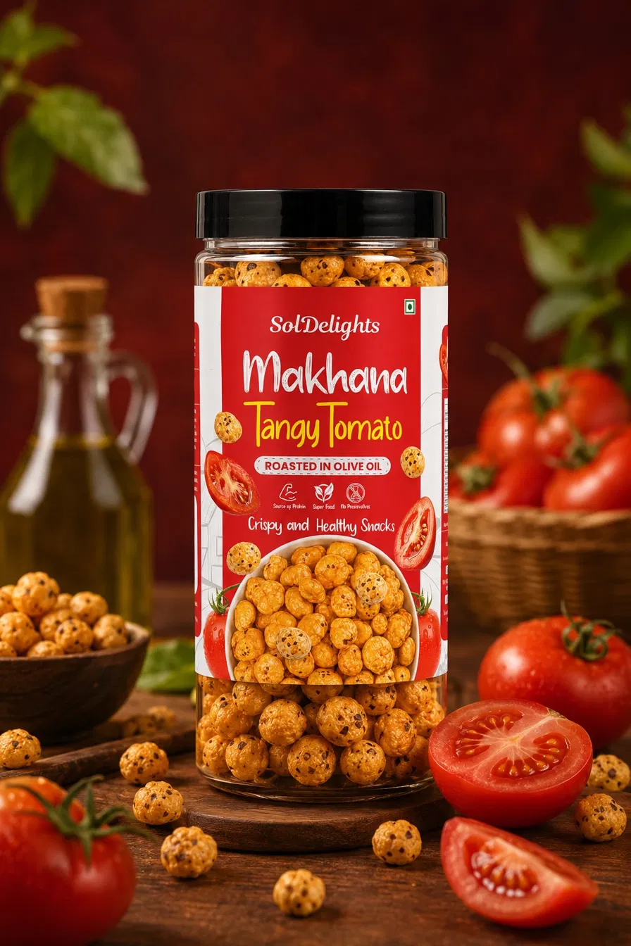 SolDelights Makhana Tangy Tomato Roasted in Olive Oil 65g